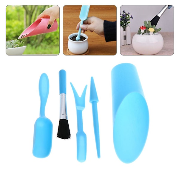 5 stk hagearbeid verktøy sett miniatyr spade børste widger.sukkulent planting hjelper