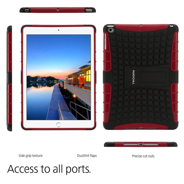 Apple iPad 6. sukupolven 9,7 tuuman (2018) iskunkestävä, raskas suojakotelo, punainen