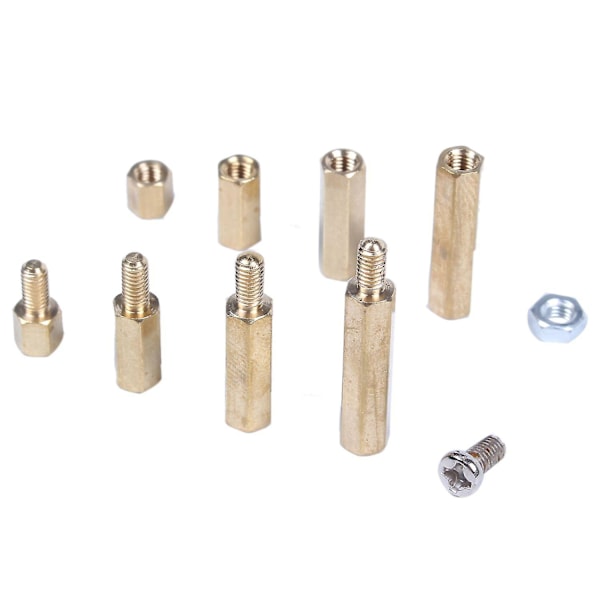 M3 Messing Sekskant Hunn-Hann Standoff Bolt Skrue Mutter Hovedkort Assortert Kit Montering 120stk