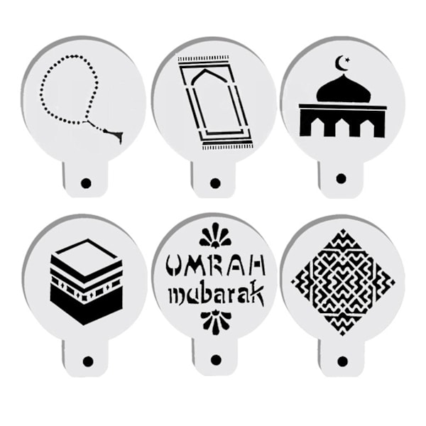 6 st Ramadan kaffemallar plast kakmallar spray bakverktyg
