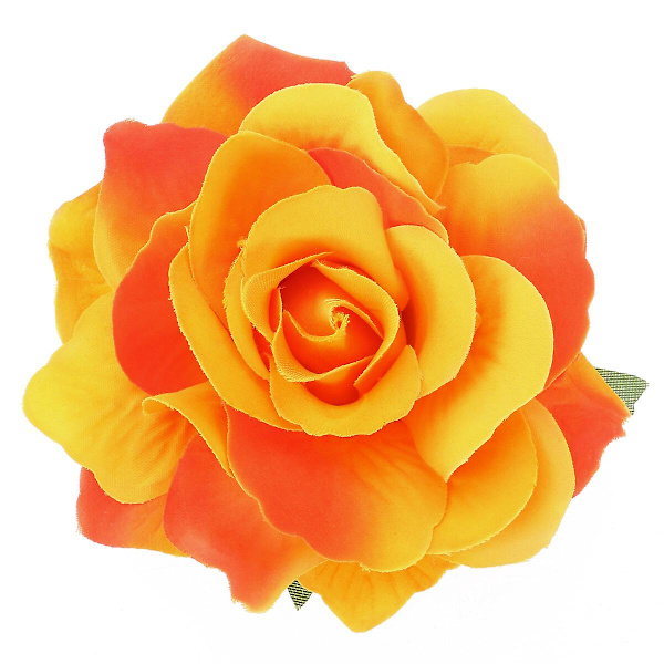 2 i 1 Kunstig Stor Roseblomst Hårnål Hårklips Blomsterbrosje for Kvinner Fest (Oransje)
