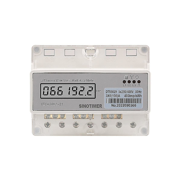 Trefas 4-tråds elmätare digital wattmeter elförbrukningsmätare Kwh 10
