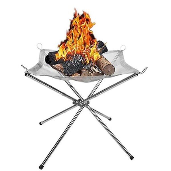 Bærbare ildskåle, Camping sammenklappelig rustfrit stål ildkurv, Rustfrit stål mesh pejs, Udendørs ildsted til udendørs, terrasse, camping, grill