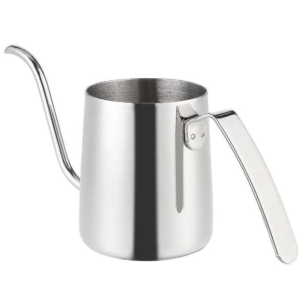 Häll-över kaffekanna, rostfritt stål gåshalskanna bärbar mini 250 ml lång smal pip dropp kaffe tekanna utan lock för hemmakontor[med