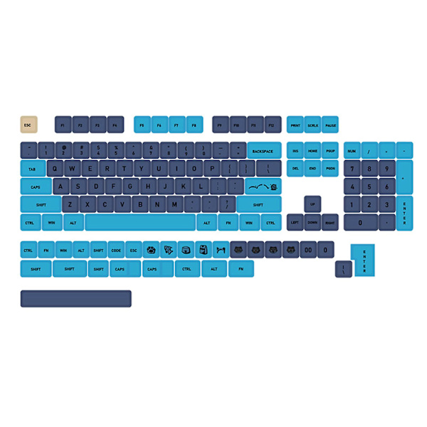 133 tangenter Pbt Keycaps Xda profil Dye Sub Blå tecknad film Mekanisk Keycap