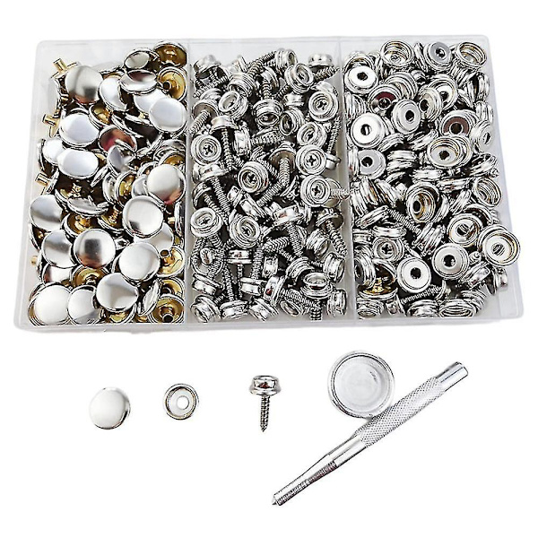 100 stk. 15mm bådpresenning lærred rustfrit stål trykknap klipsen markise knap nitte marine hardware