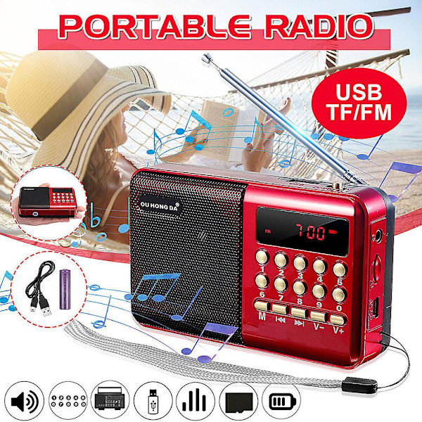 Mini Digital FM Radio Bærbar LCD-høyttaler USB SD TF Kort Mp3 Høyttaler Spiller