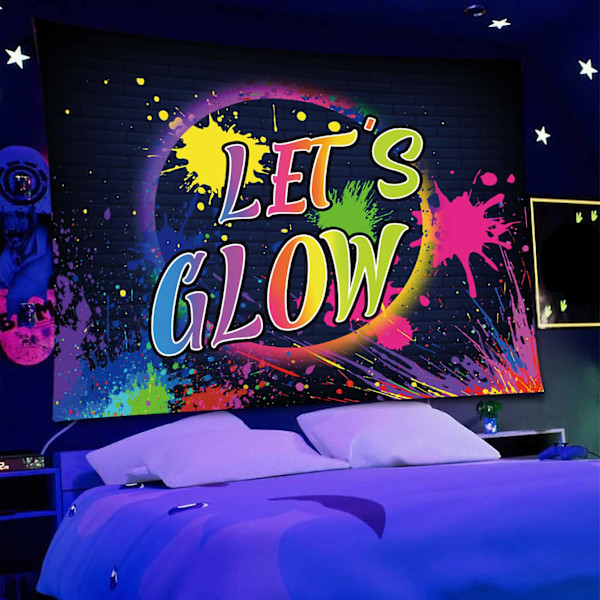 Newway Neon Synttärijuhlatausta 7x5ft Hohtava Graffiti-Roiske Onnellinen Synttärijuhla Banneri Valokuvaustausta Lets Glow Dance Synttäri