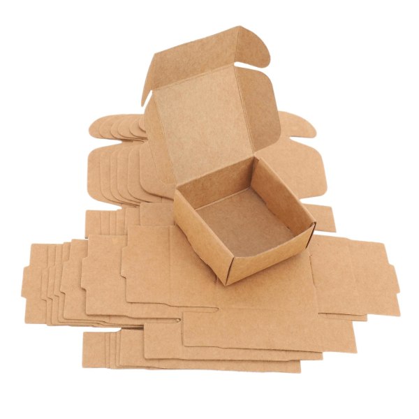 100stk Kraft Paper Box Fin Kraft Box Emballage Box Small Størrelse-brun