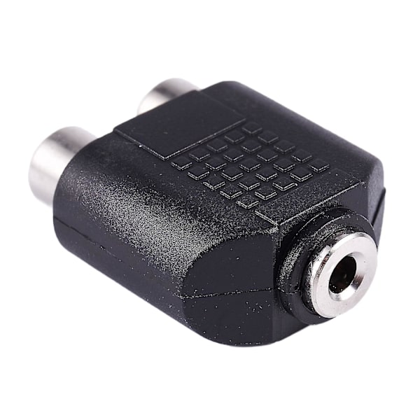 3,5 mm Hun-stik til Dobbelt Hun-RCA Jack AV Adapter Splitter Sort
