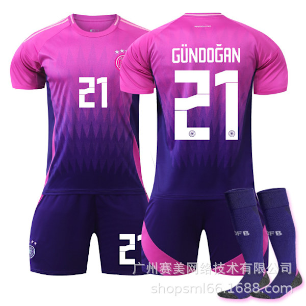 Euro 2024 Saksa vieras No. 21 GUNDDGAN lasten jalkapalloasusetti 26 21