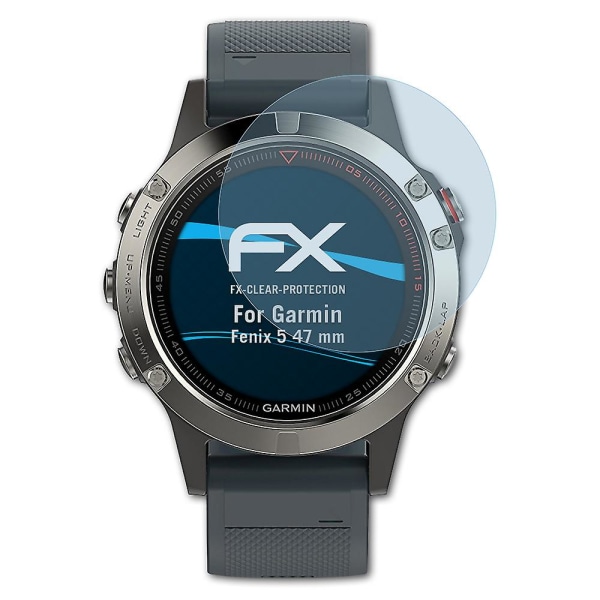 atFoliX 3x Displayschutzfolie kompatibel mit Garmin Fenix 5 47 mm Displayschutzfolie klar