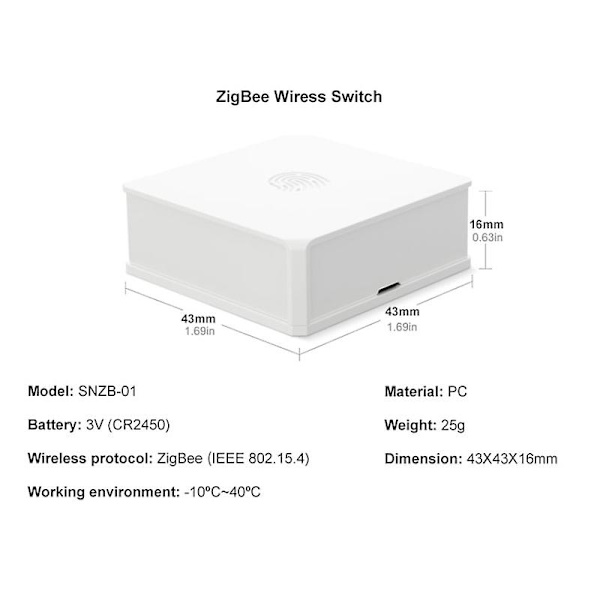 Sonoff Snzb-01 02 03 04 Zigbee Temperatur- och Luftfuktighetssensor Realtid