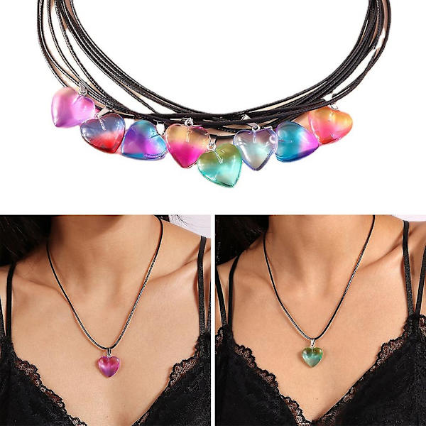 Gradient Hjärtformad Hänge Halsband Estetisk Y2k Kärlek Hjärta Halsband Hartsmaterial