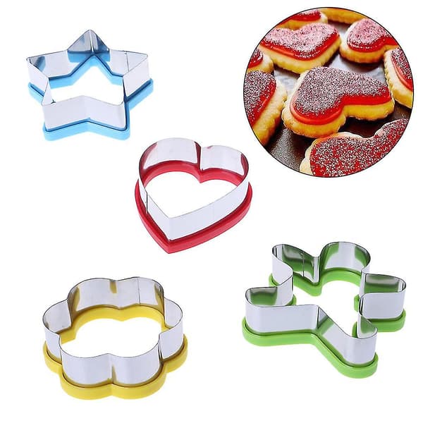 4 stk. Plastik Cookie Stencil Biscuit Cutter Værktøjer Bageform Farvet Sød Form