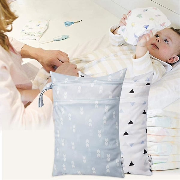 2 stk Bleiepose Vanntett Gjenbrukbar Bleiepose Glidelåspose Våtserviett Organiserer For Baby