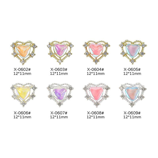 3D hjerteformet neglevedhæng Valentinsdag 20 stykker metal legering hjerteformet negle rhinsten ædelstene 4 farver krystal diamant diy håndværk neglekunst