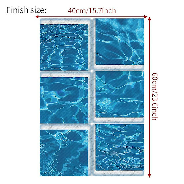 6 kpl 20x20cm, Liukumattomat kylpyamme-tarrat Liukumattomat kylpyamme-tarrat 3D Ocean Kylpyamme-tarrat, Lapsille