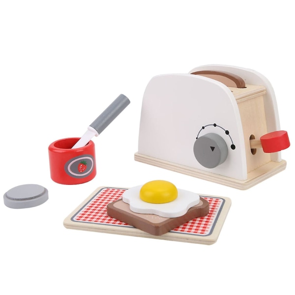 Trä pop up brödrost barn leksak kök set med tillbehör