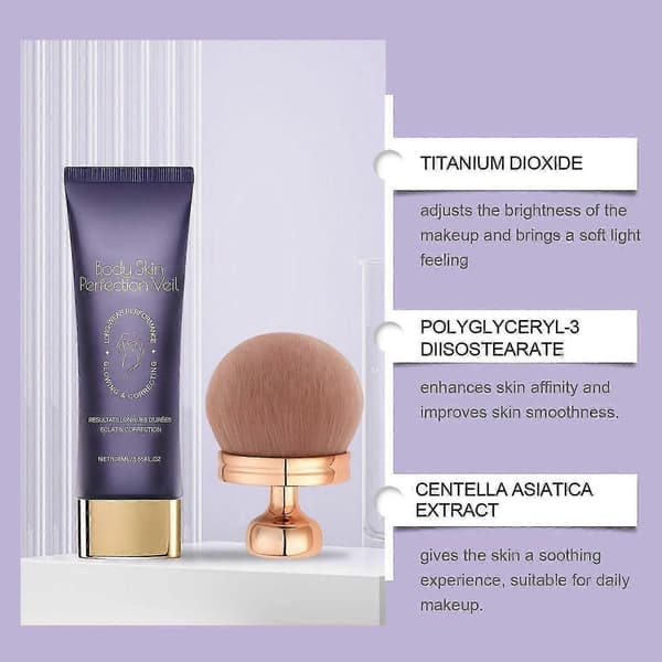 Body Coverage Perfector, Heldekkende Hudperfeksjonerende Krem med Kroppssminkekost, Tatoveringsdekkende Krem