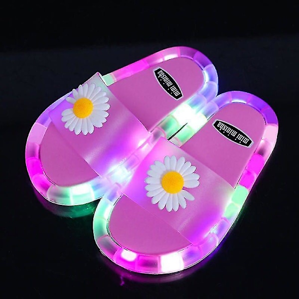 Børns Enhjørning Tøfler Lysende Super Søde Tøfler Glød I Mørket Sommersko_Newway chrysanthemum pink 26 27