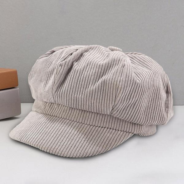 Visor Baretti Lakki Yksivärinen Retro Brittityyli Huippulakki 8 Paneelia Kylmänkestävä Korduroyhdistys Naiset Oktagon Uutiset Poika Cabbie beige