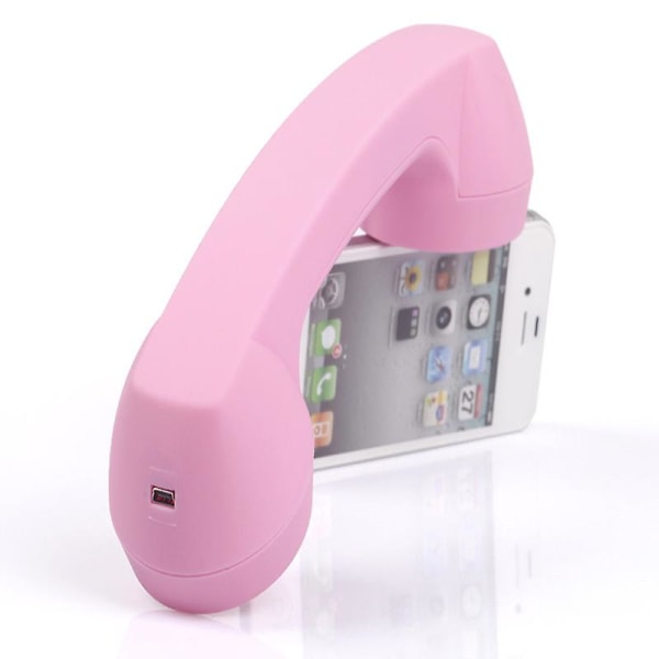 Retro trådløst telefonrør, klassisk vintage strålingssikker trådløs Bluetooth telefon håndsæt modtagere hovedtelefoner Pink