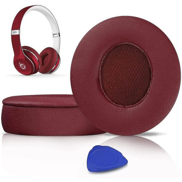 Ørepuder kompatible med Beats Solo2 Solo3 trådløse on-ear hovedtelefoner Burgundy