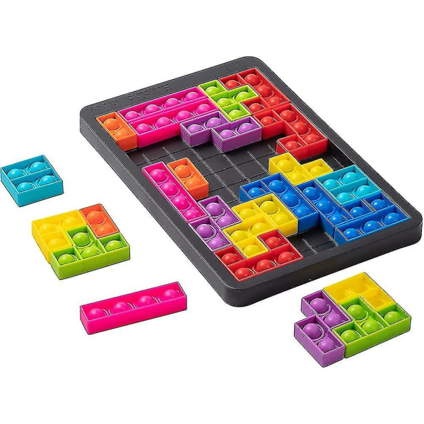 Gookit Push Bubble Sensory Fidget Toys,tetris Jigsaw Puzzle Leker Pop Push It, trenger stressavlastning Klemleker for barn Voksen (blå-stk)