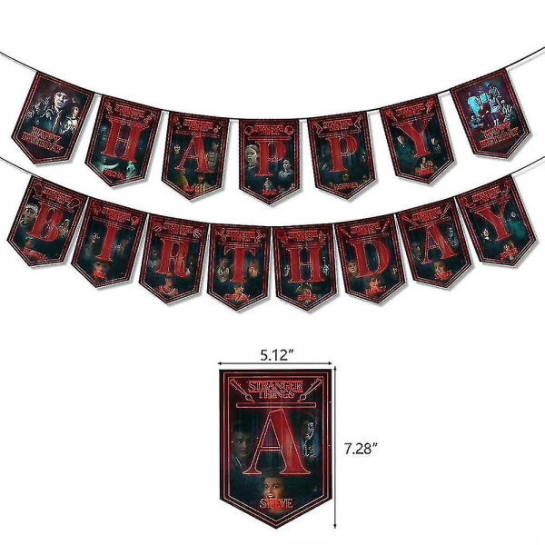 Stranger Things tema fødselsdagsfest dekoration baggrund balloner banner kage/cupcake topper sæt forsyninger kit