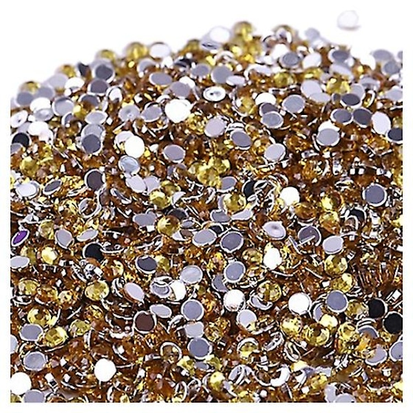 2000 st kristall platta bakre akryl strass pärlor nagelkonst (citrongul)