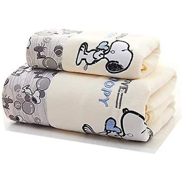Tegneserie badehåndklær 2 deler sett søt hundetrykt badehåndklær sett 1 håndkle og 1 badehåndkle