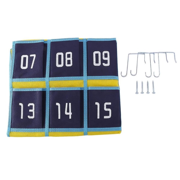 Numbered Pocket Chart Classroom Organizer For Cell Phones Calculator Holders (30 Pockets, Blue Pock