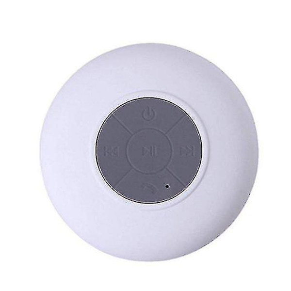 Vit Bluetooth-duschhögtalare med sugkopp och inbyggd mikrofon