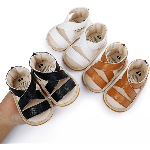 Baby Sandaler til Piger - Bløde Sål med Skridsikker Funktion - T-rem Flip Flops - Sandaler til Småbørn - Førstegangsvandrer - Krybbesko - 3-18 Måneder 13 black 6-12 months infant