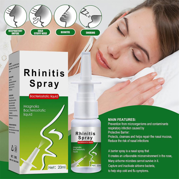 3x Rhinitis Næsespray Naturlig Hurtig Relief Næsespray Nysen Bihulebetændelse Snorken Behandling Næsepleje Spray