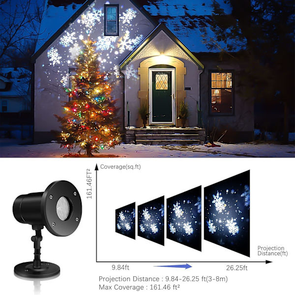 Jul Snöflinga Projektor Ljus - Led Snöflinga Ljus