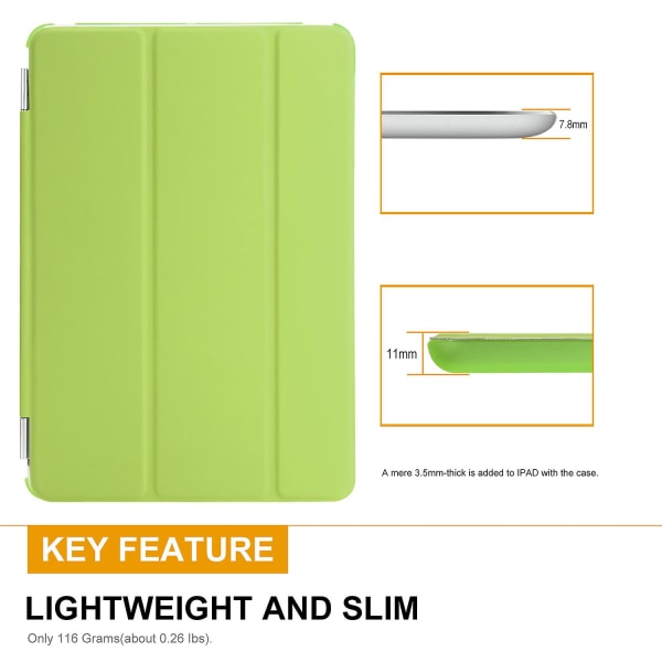 Smart Cover Case PU Läder Magnetisk Tunn Skydd för iPad Mini 1 2 3 Grön