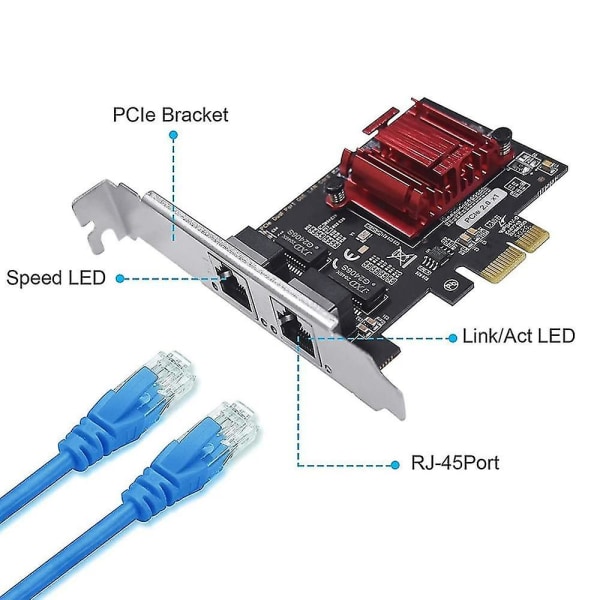 Dual-port Pcie Gigabit netværkskort 1000m Pci Express Ethernet-adapter med 82576 to porte Lan Nic