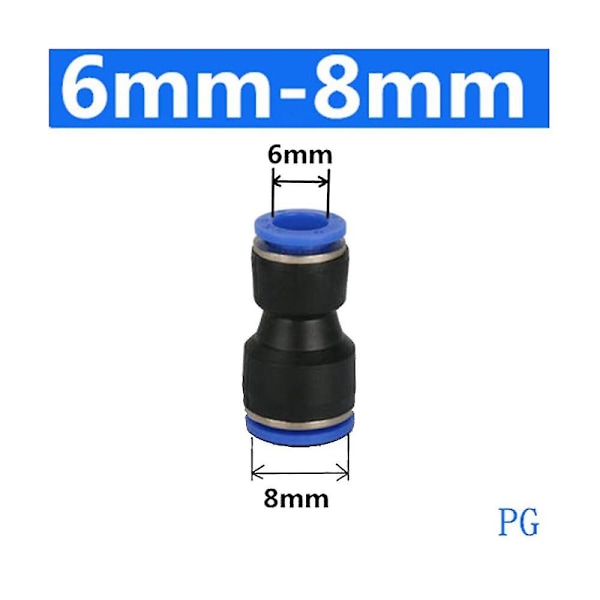 100 stk. Lot Pg4-6mm 6-8mm 6-10mm Pneumatisk Fitting Til Lige Fittings Plast Hurtigkobling
