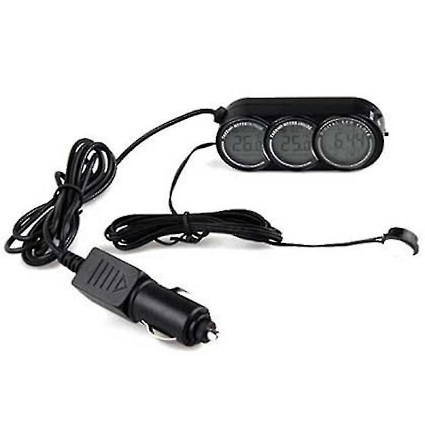 12v-24v Auto Bil Lcd Digital Innendørs Utendørs Klokke Termometer Måler