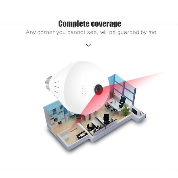960p Wifi Panoramisk Kamera Glödlampa 360 Graders Fisheye Trådlös Hem Säkerhetsvideo Övervakning