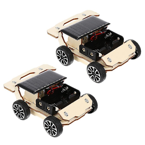 2 Sets Of Solar Car Assemble Toys Children Diy Solar Electric Car Toys Wooden Solar Car Toys