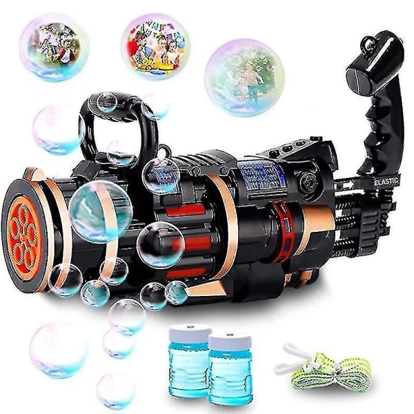 New Automatic Gatling Bubble Gun, Multi Bubble Dynamic Music, Cool Lighting Children's Toy