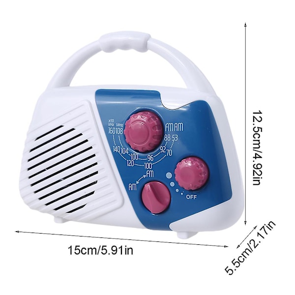 Fm Am -radio, elektroninen säädettävä äänenvoimakkuus, yläkahva sisätiloihin, kylpyhuoneeseen, kotiin