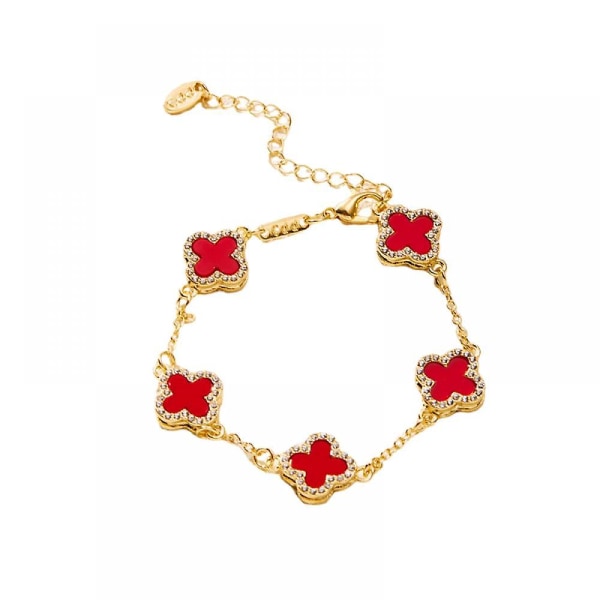 Charm Charm Bracelet Four Leaf Diamond Necklace Red Xmas