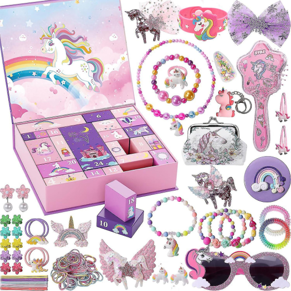 Adventskalender - 24 Grid Unicorn Blind Box för flickor, julklappar för flickor, leksaker för tonårsflickor Barn födelsedagspresenter
