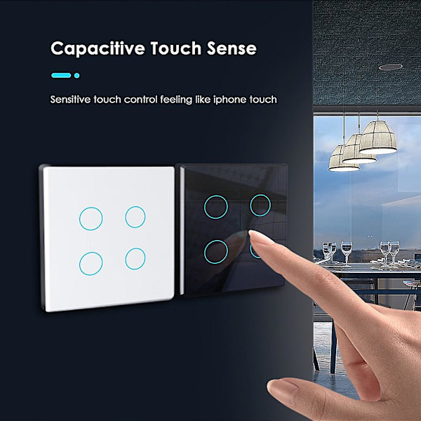 Tuya Eu Wifi Smart Väggströmbrytare Lyxig Glaspanel Touch Sensor Timer