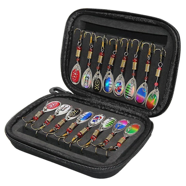 16 st Spinners Baits Sked Set Med Fiske Väska Öring Bas Lax Gädda Walleye Fiske Utrustning Access
