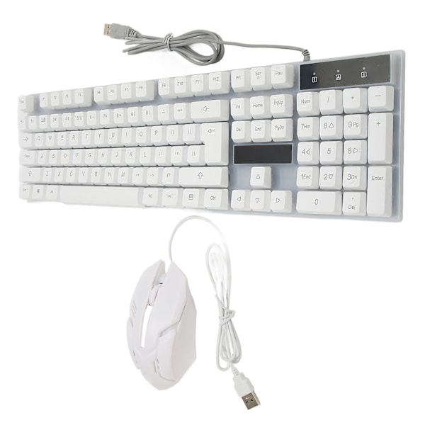 Tastatur og mus-kombinasjon RGB bakgrunnsbelyst 104 taster kablet USB-sett for spillkontor hjemme